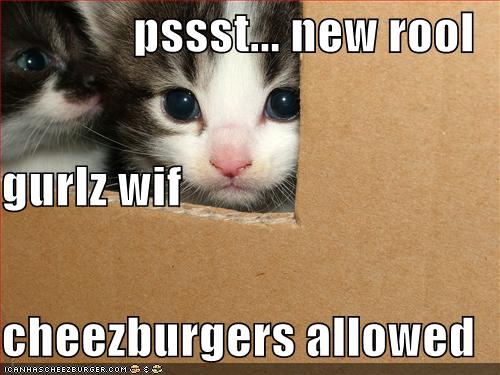 pssst... new rool gurlz wif cheezburgers allowed