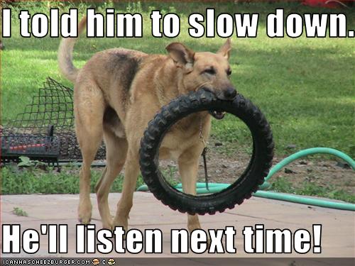 I told him to slow down...  He'll listen next time!