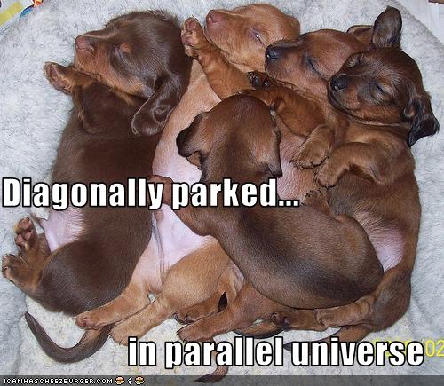 Diagonally parked...    in parallel universe