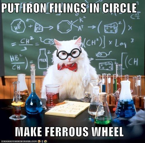 PUT IRON FILINGS IN CIRCLE  MAKE FERROUS WHEEL