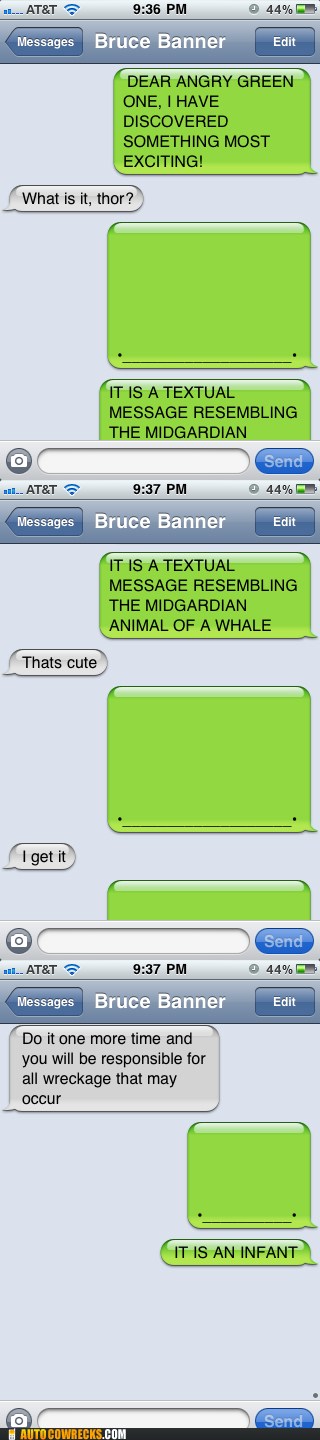 And Then Thor Discovered The Iphone Texting Whale Autocowrecks