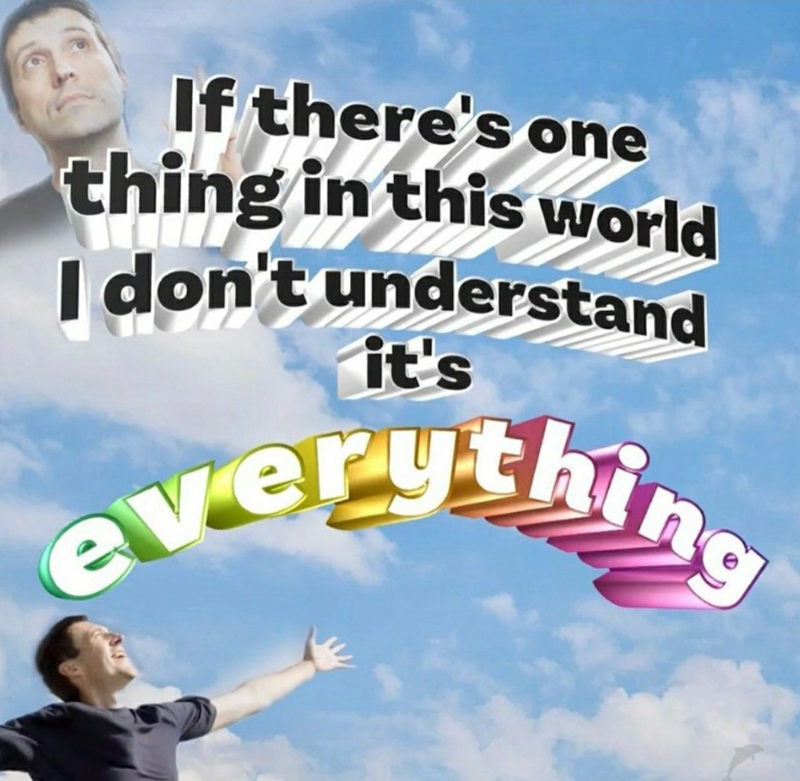 If there's one thing in this world I don't understand it's everything