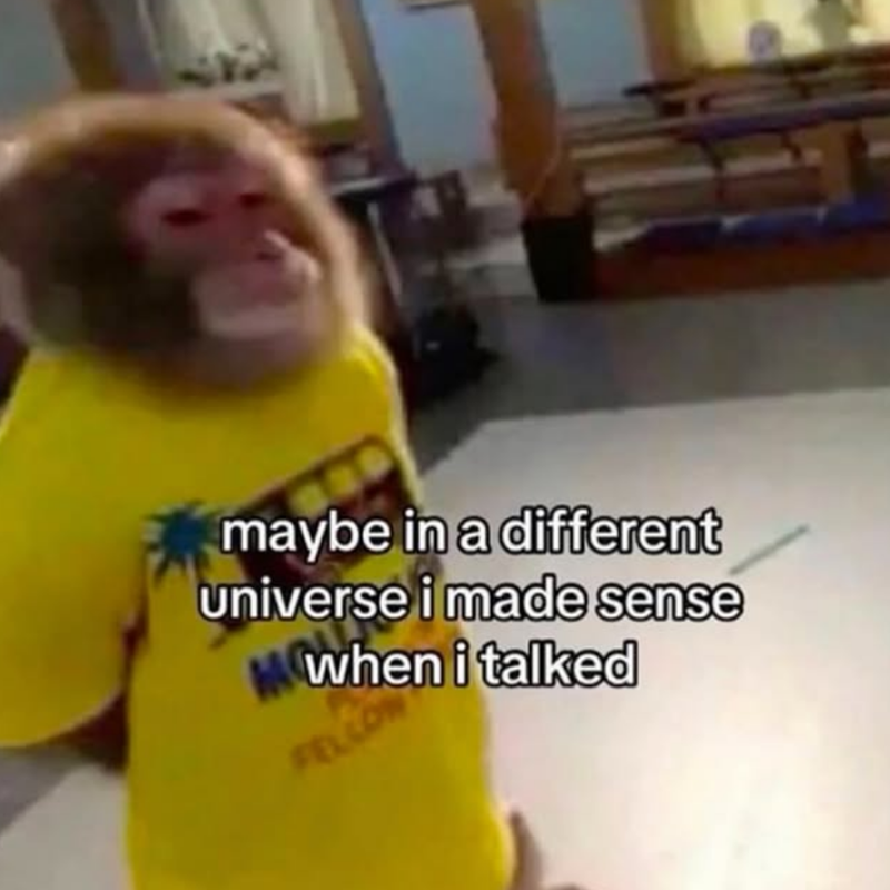 maybe in a different universe i made sense when i talked FELL