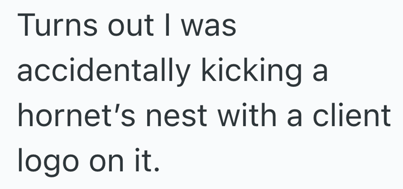 Turns out I was accidentally kicking a hornet's nest with a client logo on it.