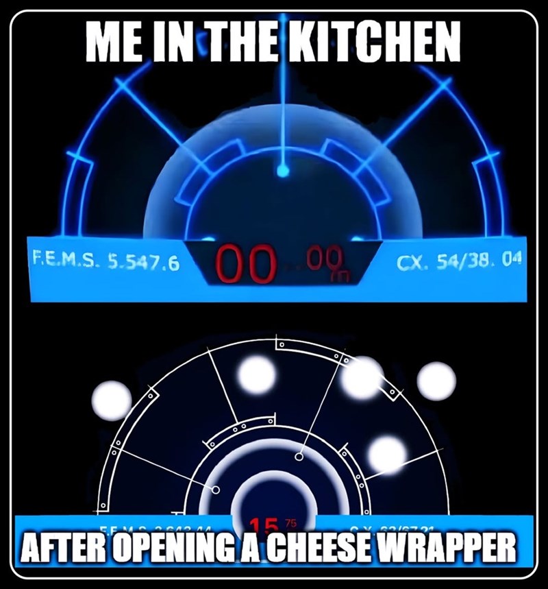 ME IN THE KITCHEN F.E.M.S. 5.547.6 00.00 CX. 54/38.04 1575 3215731 AFTER OPENING A CHEESE WRAPPER