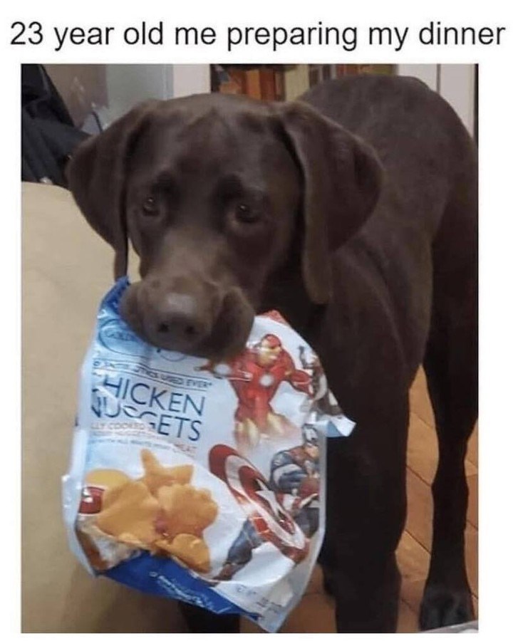 23 year old me preparing my dinner ETES USED EVER HICKEN USGETS LLY COORTD