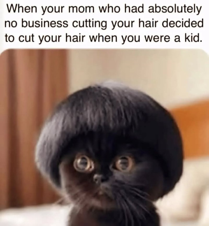 When your mom who had absolutely no business cutting your hair decided to cut your hair when you were a kid.