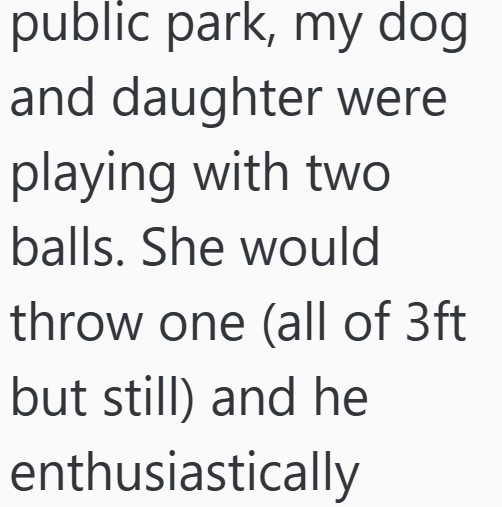 public park, my dog and daughter were playing with two balls. She would throw one (all of 3ft but still) and he enthusiastically