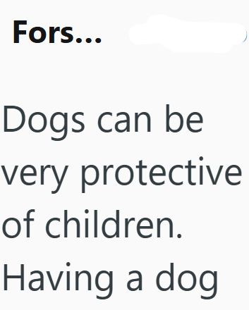 Fors... Dogs can be very protective of children. Having a dog