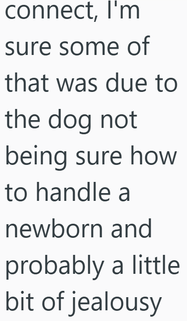 connect, I'm sure some of that was due to the dog not being sure how to handle a newborn and probably a little bit of jealousy