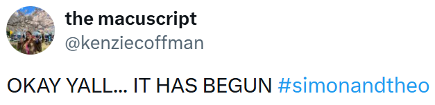 the macuscript @kenziecoffman OKAY YALL... IT HAS BEGUN #simonandtheo