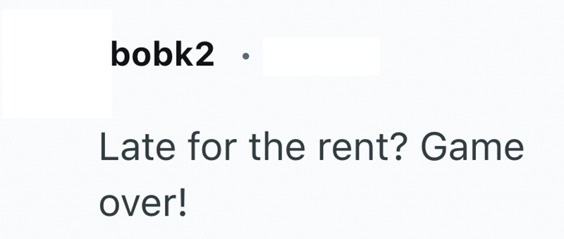bobk2. Late for the rent? Game over!