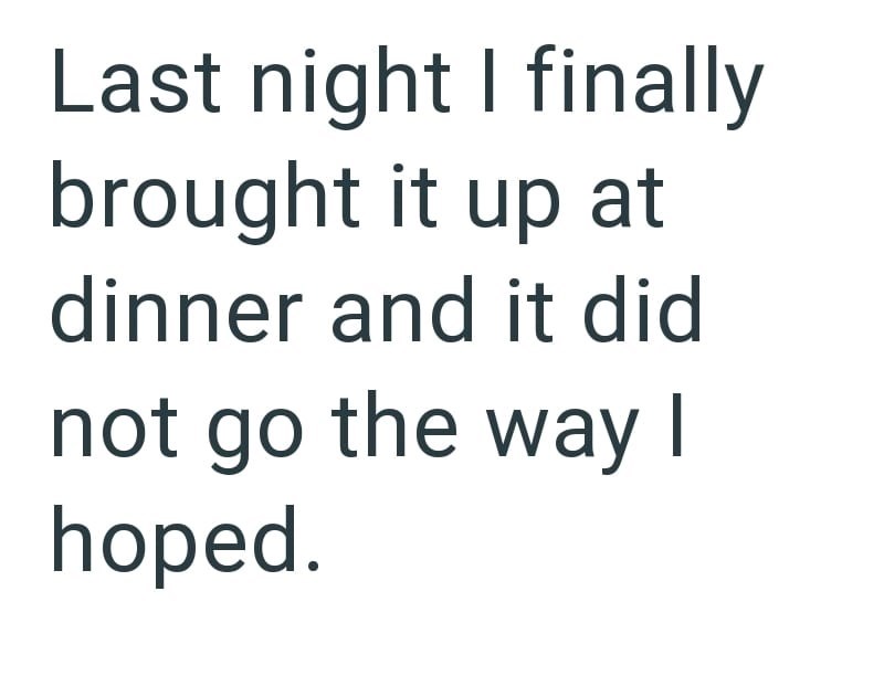 Last night I finally brought it up at dinner and it did not go the way I hoped.