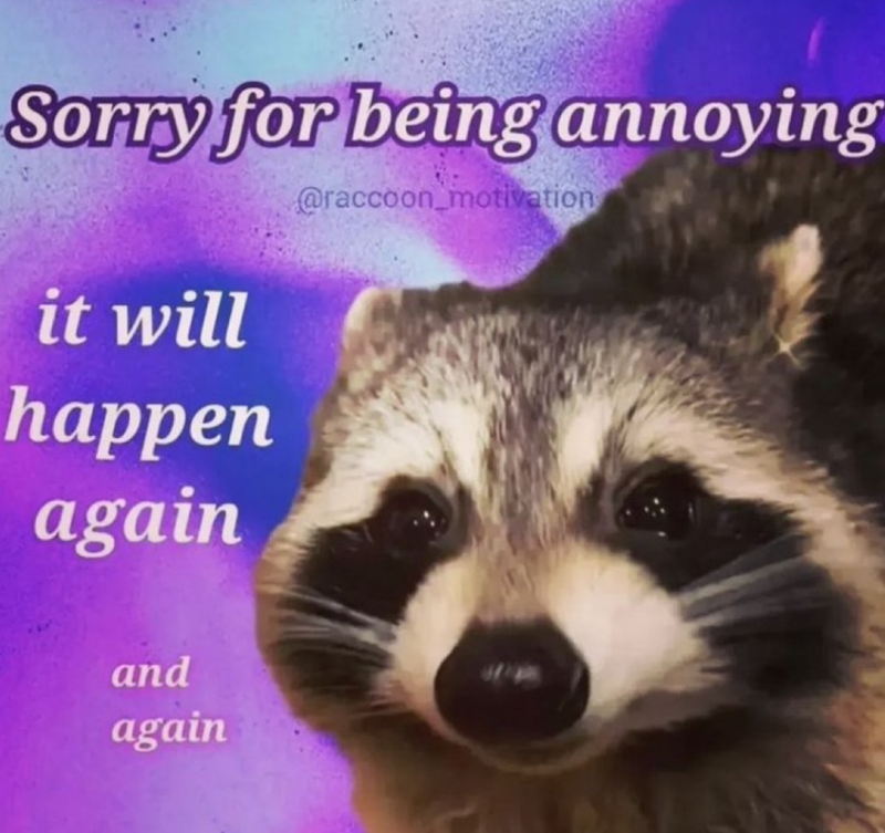 Sorry for being annoying it will happen again @raccoon_motivation and again