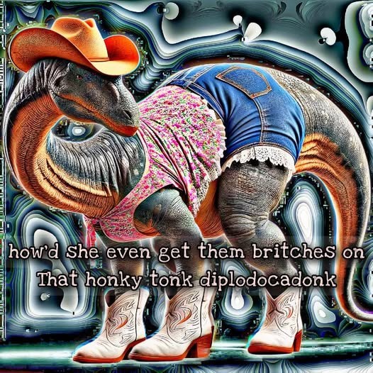 how'd She even get them britches on That honky tonk diplodocadonk