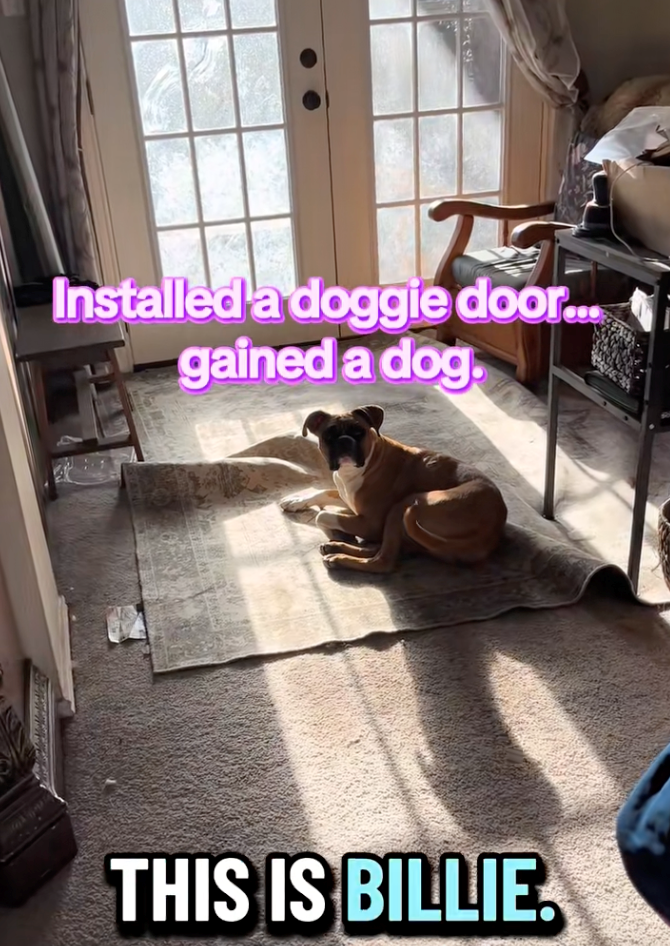 Installed a doggie door... gained a dog. THIS IS BILLIE.