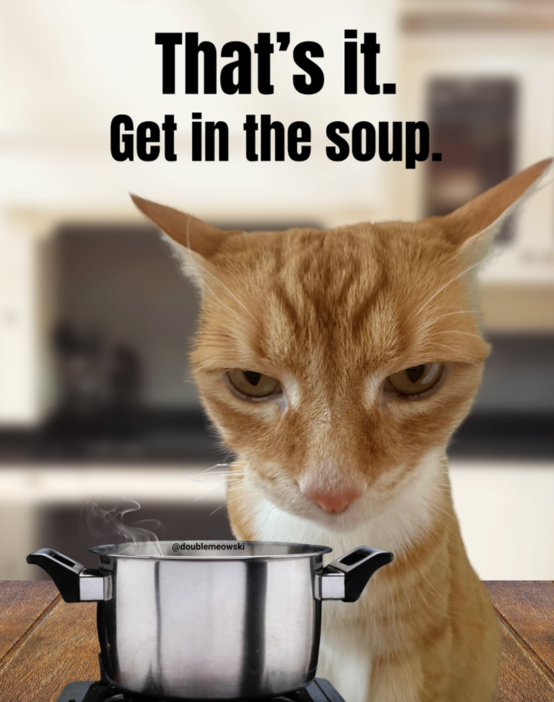 That's it. Get in the soup. @doublemeowski