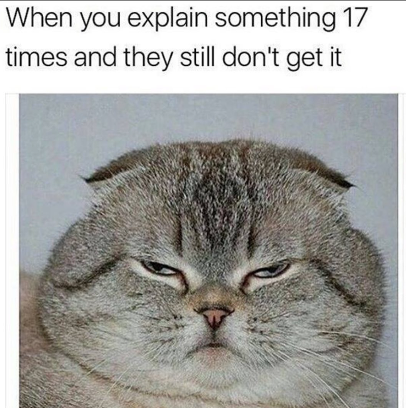 When you explain something 17 times and they still don't get it