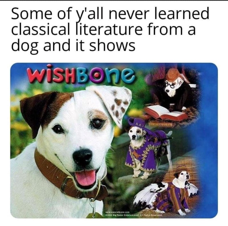 Some of y'all never learned classical literature from a dog and it shows WISHBONE LAAS 02028 Big Feats! Entertainment Al Sig