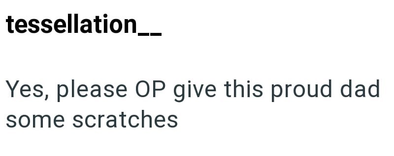 tessellation___ Yes, please OP give this proud dad some scratches