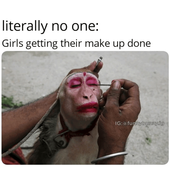 literally no one: Girls getting their make up done IG:@funnybunny.ig
