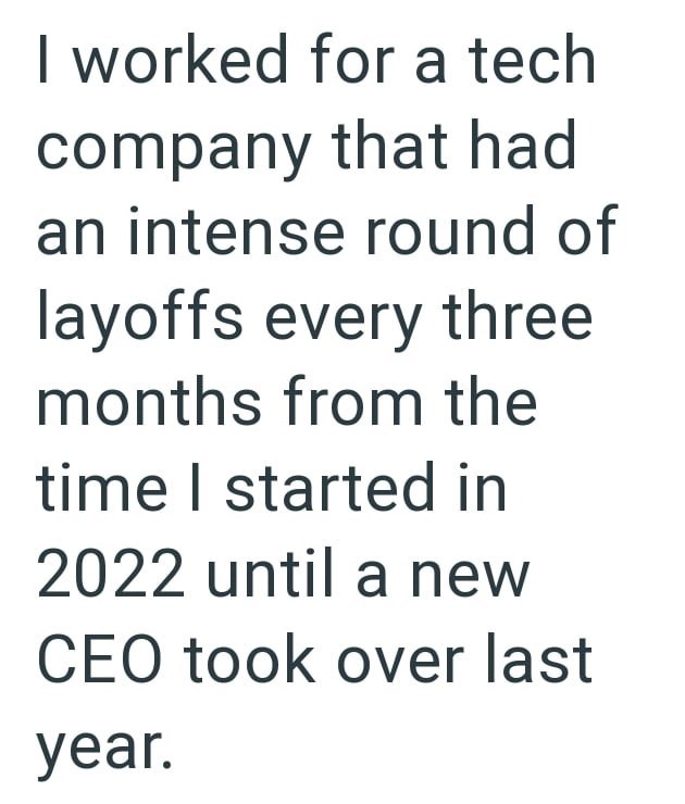 I worked for a tech company that had an intense round of layoffs every three months from the time I started in 2022 until a new CEO took over last year.