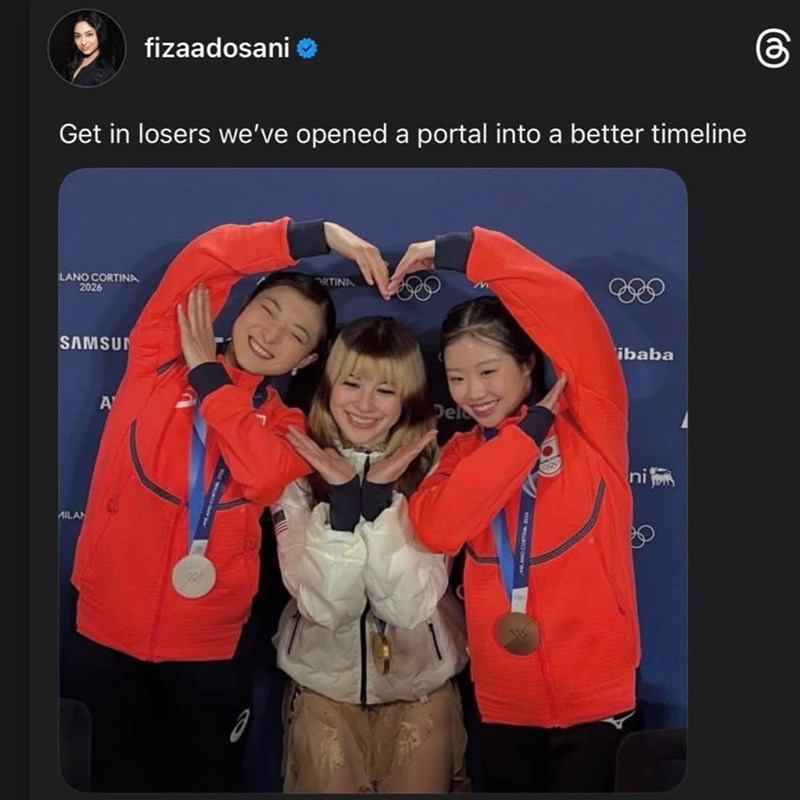 fizaadosani Get in losers we've opened a portal into a better timeline LANO CORTINA 2026 ORTINA SAMSUN MILAN Del ibaba ni
