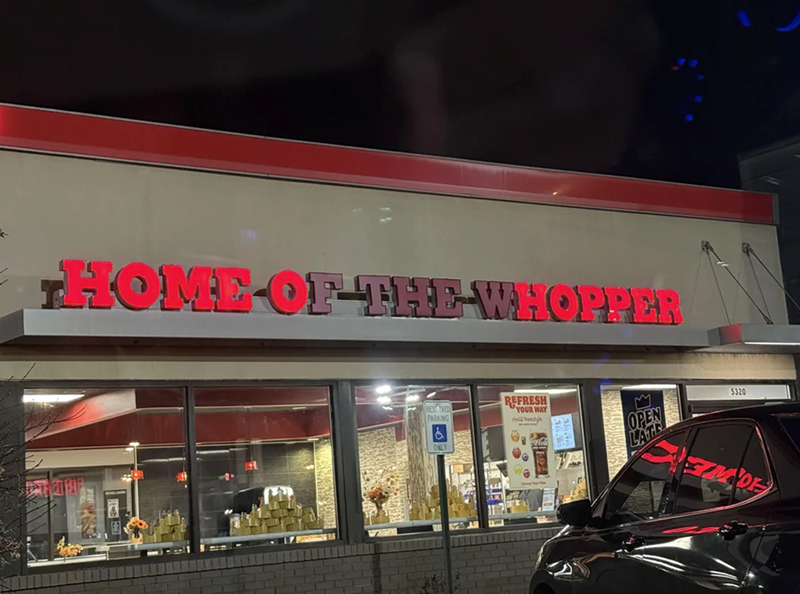 HOME-OF-THE-WHOPPER RESVED PARKING ONLY REFRESH YOUR WAY freestyle M OPEN LATE 5320