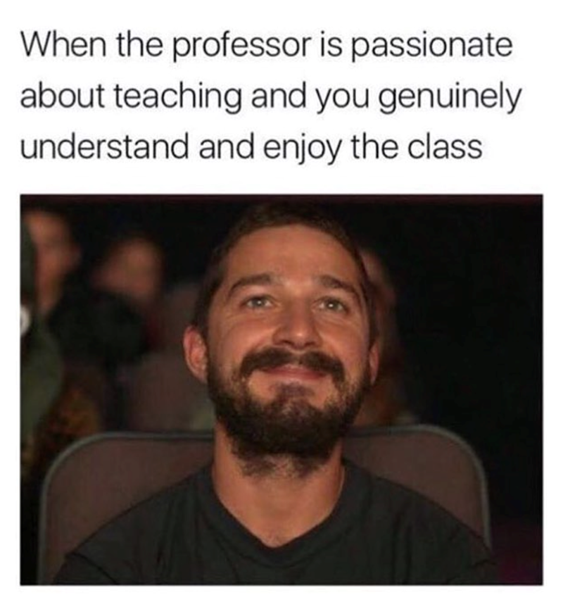 When the professor is passionate about teaching and you genuinely understand and enjoy the class