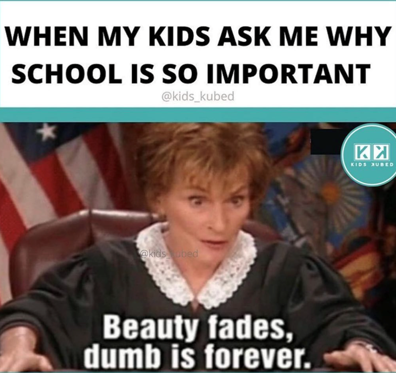 WHEN MY KIDS ASK ME WHY SCHOOL IS SO IMPORTANT @kids_kubed @kids bed Beauty fades, dumb is forever. ИИ KIDS XUBED