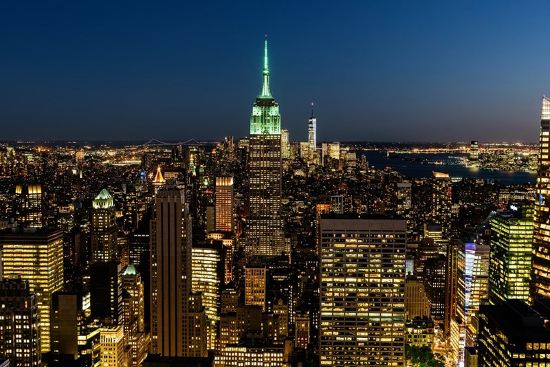 Night skyline of New York City