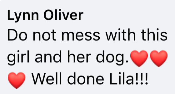 Lynn Oliver Do not mess with this girl and her dog. Well done Lila!!!