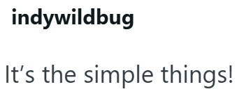 indywildbug It's the simple things!