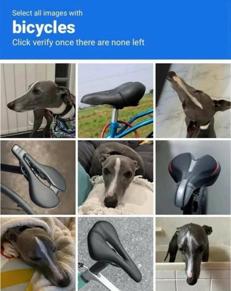 Select all images with bicycles Click verify once there are none left