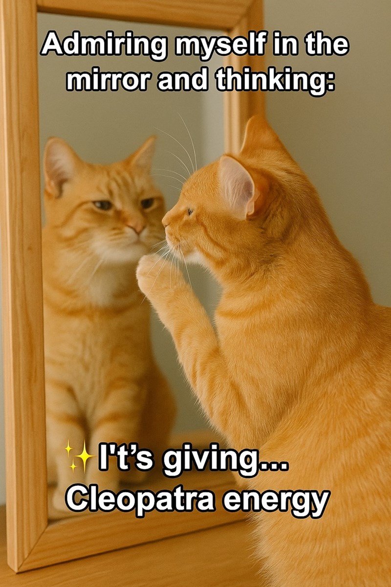 Admiring myself in the mirror and thinking: It's giving... Cleopatra energy