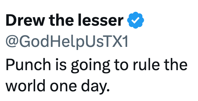 Drew the lesser @GodHelpUsTX1 Punch is going to rule the world one day.