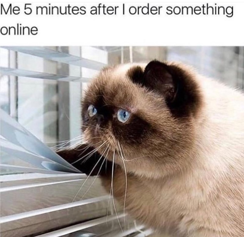 Me 5 minutes after I order something online