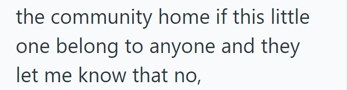 the community home if this little one belong to anyone and they let me know that no,