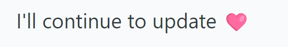 I'll continue to update