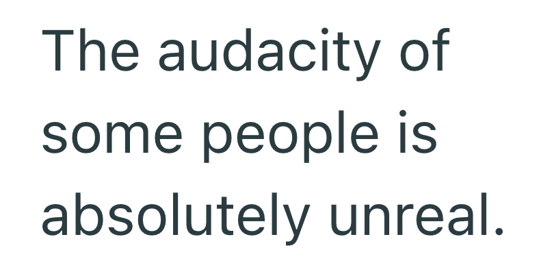 The audacity of some people is absolutely unreal.