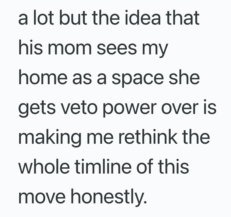 a lot but the idea that his mom sees my home as a space she gets veto power over is making me rethink the whole timline of this move honestly.
