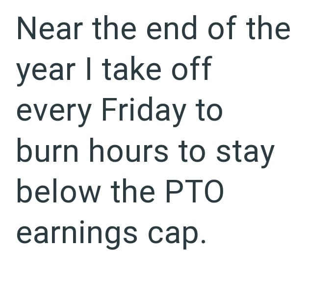 Near the end of the year I take off every Friday to burn hours to stay below the PTO earnings cap.