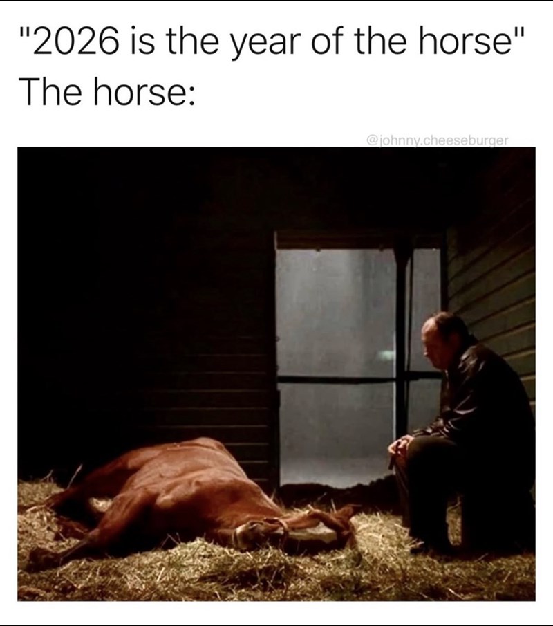 "2026 is the year of the horse" The horse: @johnny.cheeseburger