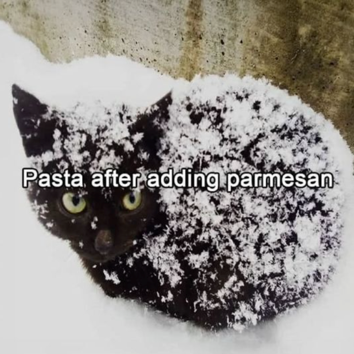 Pasta after adding parmesan