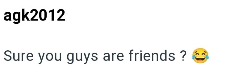 agk2012 Sure you guys are friends?