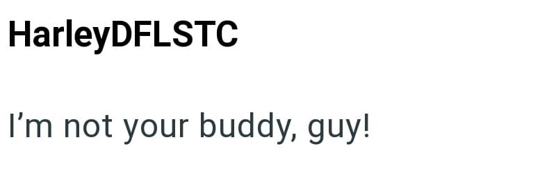 HarleyDFLSTC I'm not your buddy, guy!