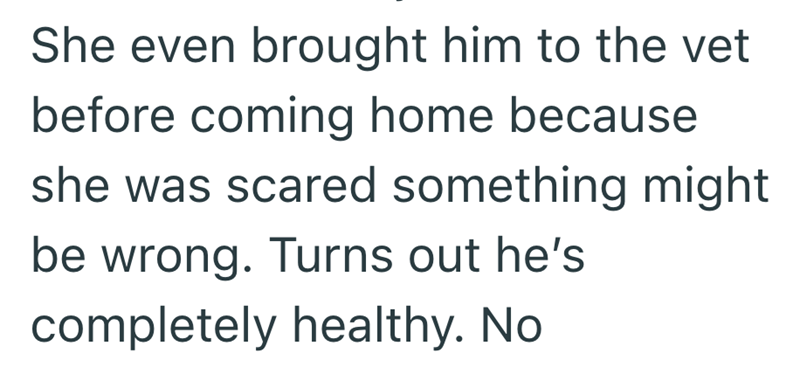 She even brought him to the vet before coming home because she was scared something might be wrong. Turns out he's completely healthy. No