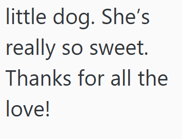 little dog. She's really so sweet. Thanks for all the love!
