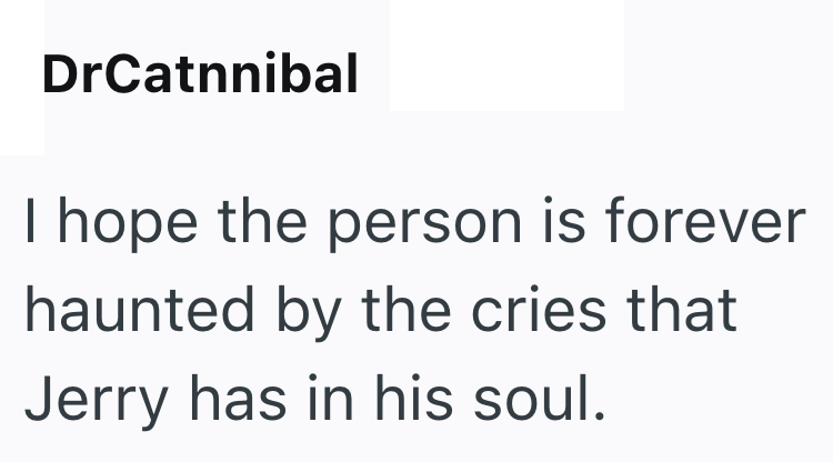 DrCatnnibal I hope the person is forever haunted by the cries that Jerry has in his soul.