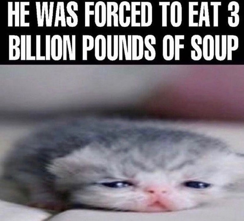 HE WAS FORCED TO EAT 3 BILLION POUNDS OF SOUP